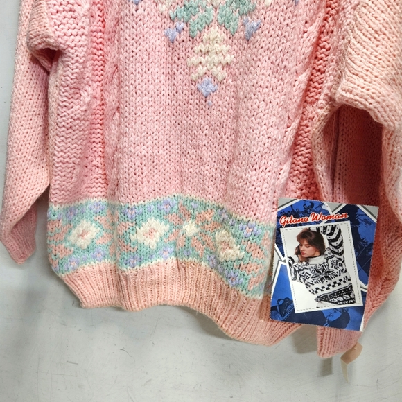 NWT 80s 90s Gitano pink plus size oversized knit crochet sweater ~ womens 44/24W - Picture 3 of 9